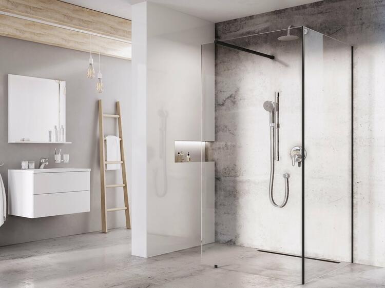 Walk-In Corner Set 120x80, černá+transparent