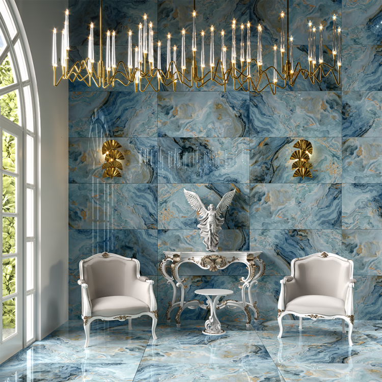 Velkoformátová dlažba imitace mramoru Hypnos 60x120 cm lesklý povrch 1. jakost