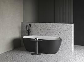 Vana Freedom Wall II Tec 170x87, volně stojící, černá/bílá, krytka odtoku černá/bílá/chrom | Více -