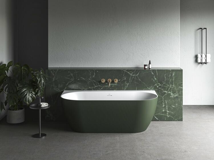 Vana Freedom Wall Tec 170x87, volně stojící, Grey Green/bílá, krytka odtoku bílá
