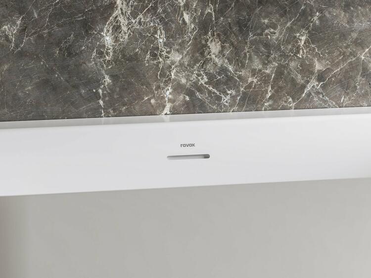Vana Freedom Wall Tec 170x87, volně stojící, Smoke Grey/bílá, krytka odtoku bílá
