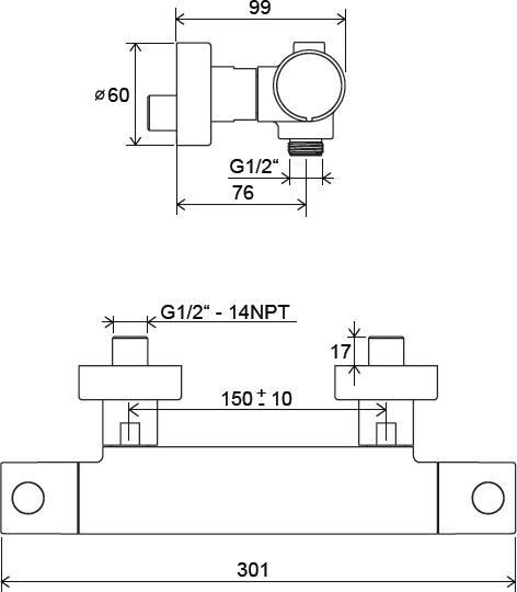 RAVAK Puri sprchová termostatická  baterie PU 033.00/150 (X070116)