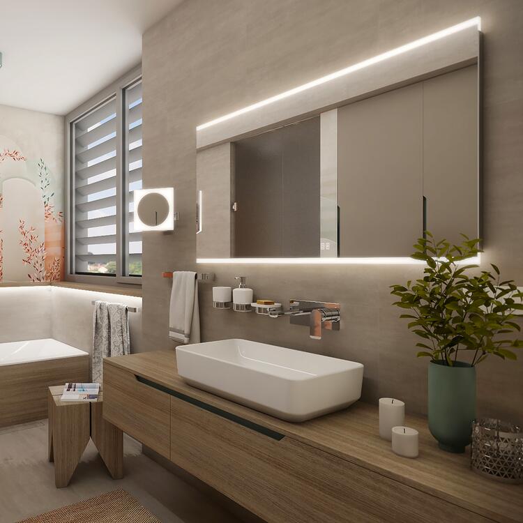 Bílé obdélníkové zrcadlo s LED osvětlením 100×70 cm – Nimco ZP 12004VX