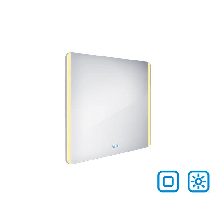 Bílé obdélníkové zrcadlo s LED osvětlením 80×70 cm – Nimco ZP 12003VX