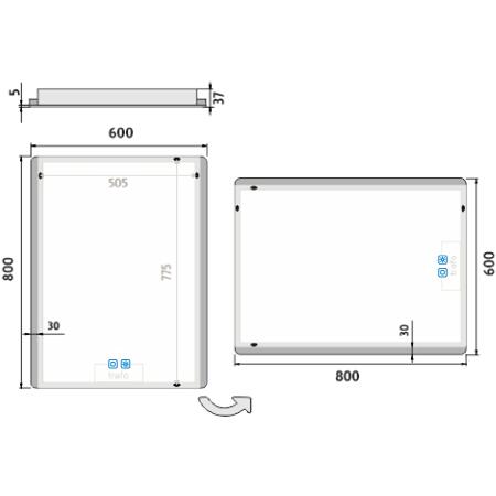 Bílé obdélníkové zrcadlo s LED osvětlením 60×80 cm – Nimco  ZP 17002VX