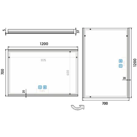 Bílé obdélníkové zrcadlo s LED osvětlením 120×70 cm  – Nimco ZP 12006VX