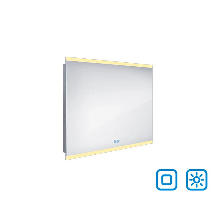 Bílé obdélníkové zrcadlo s LED osvětlením 90×70 cm – Nimco ZP 12019VX