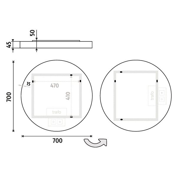 Bílé kulaté zrcadlo s LED osvětlením průměr 70 cm – Nimco ZPB 31001RVX-05