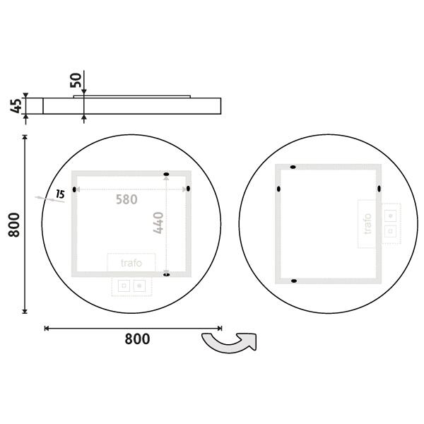 Bílé kulaté zrcadlo s LED osvětlením průměr 80 cm – Nimco  ZPB 31002RVX-05