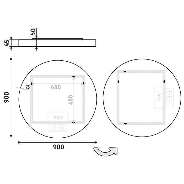 Bílé kulaté zrcadlo s LED osvětlením průměr. 90 cm – Nimco ZPB 31003RVX-05