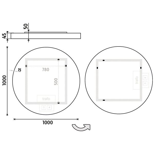 Bílé kulaté zrcadlo s LED osvětlením průměr 100 cm – Nimco ZPB 31004RVX-05