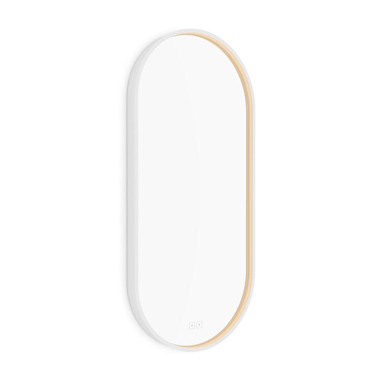 Bílé oválné zrcadlo s LED osvětlením 50×100 cm – Nimco  ZPB 32004LVX-05