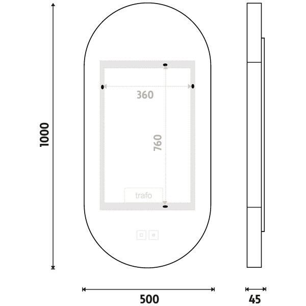 Bílé oválné zrcadlo s LED osvětlením 50×100 cm – Nimco  ZPB 32004LVX-05