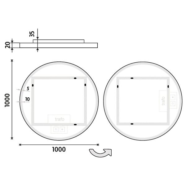 Bílé kulaté LED zrcadlo s osvětlením průměr 100 cm – Nimco ZPB 28004RVX-05
