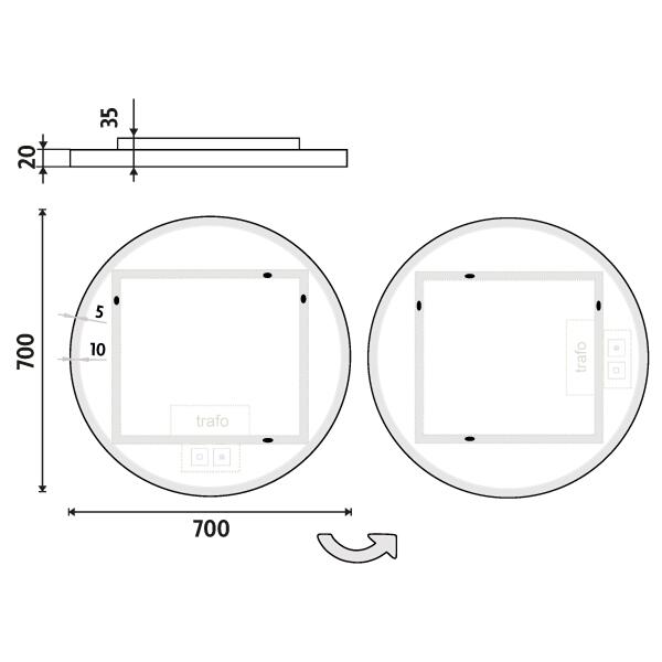 Bílé kulaté LED zrcadlo s osvětlením průměr 70 cm – Nimco ZPB 28001RVX-05