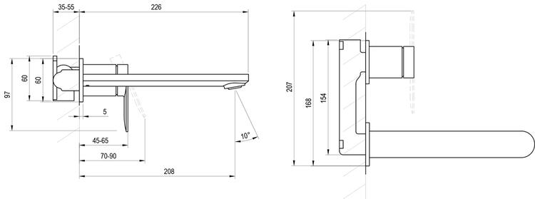 CR II 019.20BL.O1 Umyvadlová podomítková baterie s tělesem, černá