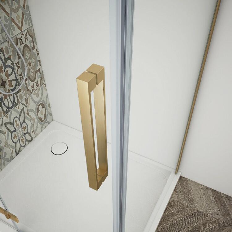 TRINITY GOLD MATT čtvercový sprchový kout 1000x1000mm, rohový vstup, čiré sklo