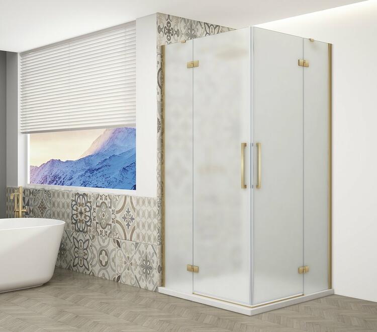 TRINITY GOLD MATT čtvercový sprchový kout 1200x1200mm, rohový vstup, matné sklo