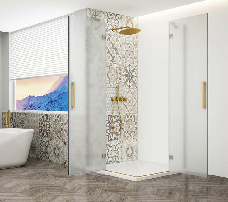 TRINITY GOLD MATT čtvercový sprchový kout 800x800mm, rohový vstup, matné sklo