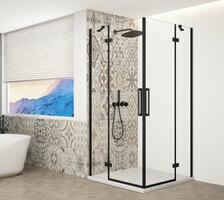 TRINITY BLACK čtvercový sprchový kout 900x900mm, rohový vstup, čiré sklo | Více - 