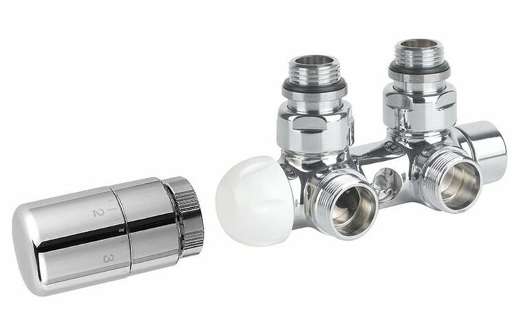 TWIN připojovací sada ventilů termostatická pro středové připojení, pravé, chrom