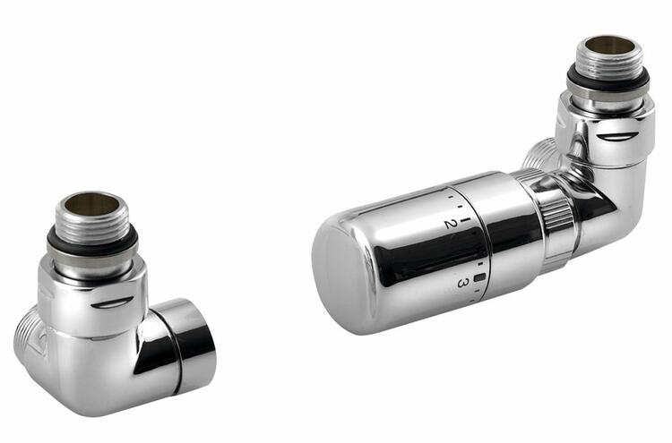 CORNER připojovací sada ventilů termostatická triaxiální, pravé provedení, chrom
