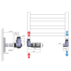 CORNER připojovací sada ventilů termostatická triaxiální, levé provedení, nerez mat