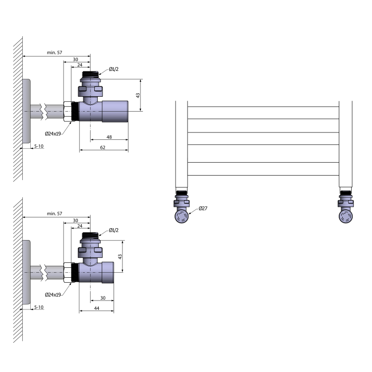 COMPACT připojovací sada ventilů ruční rohová, chrom