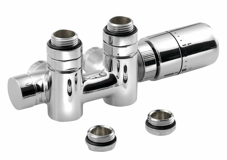 TWIN COMBI připojovací sada ventilů termostatická pro středové připojení, pravá, chrom