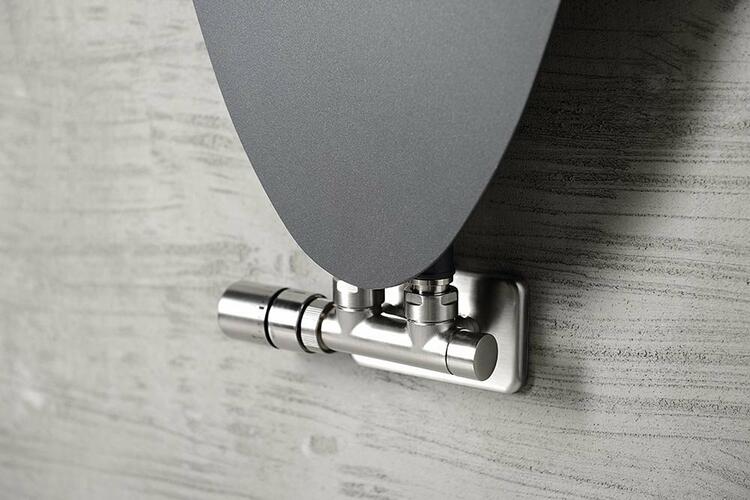 TWIN připojovací sada ventilů termostatická pro středové připojení, levá, nerez mat