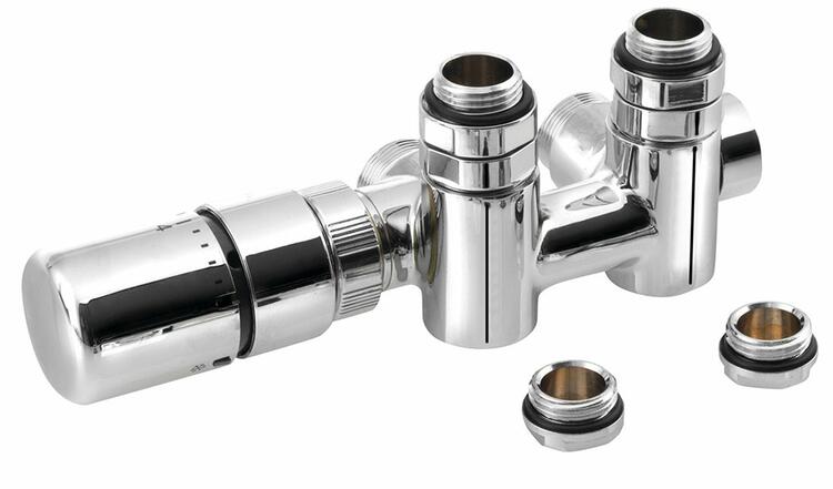 TWIN COMBI připojovací sada ventilů termostatická pro středové připojení, levá, chrom