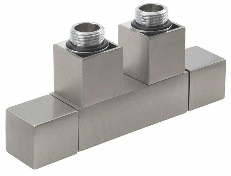 CUBE TWIN připojovací sada ventilů pro středové připojení, nerez mat
