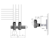 TWIN COMBI připojovací sada ventilů pro středové připojení, pravá, chrom