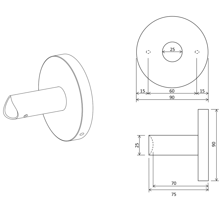 Adaptér pro přímé napojení kabelu do zdi kulatý, zlato mat – Sapho ER150