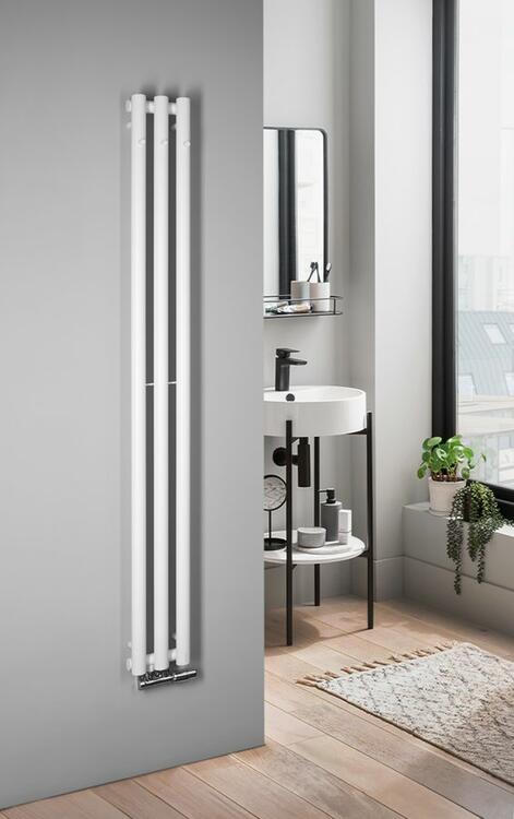 PILON otopné těleso 196x1800mm, se třemi háčky pro ručník, bílá mat