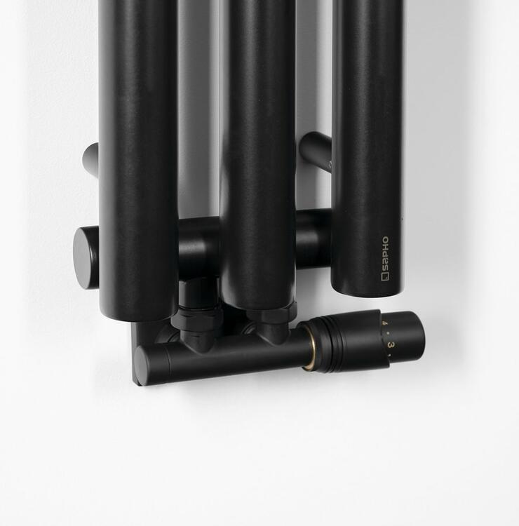 PILON otopné těleso 196x1800mm, se třemi háčky pro ručník, černá mat
