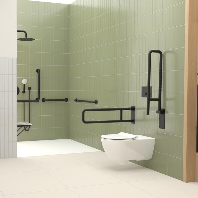 Černé podpěrné madlo 600 mm BEZPEČNOSTNÍ MADLA