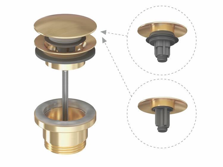 Umyvadlová pileta ClickClack/pevná, zlato kartáčované