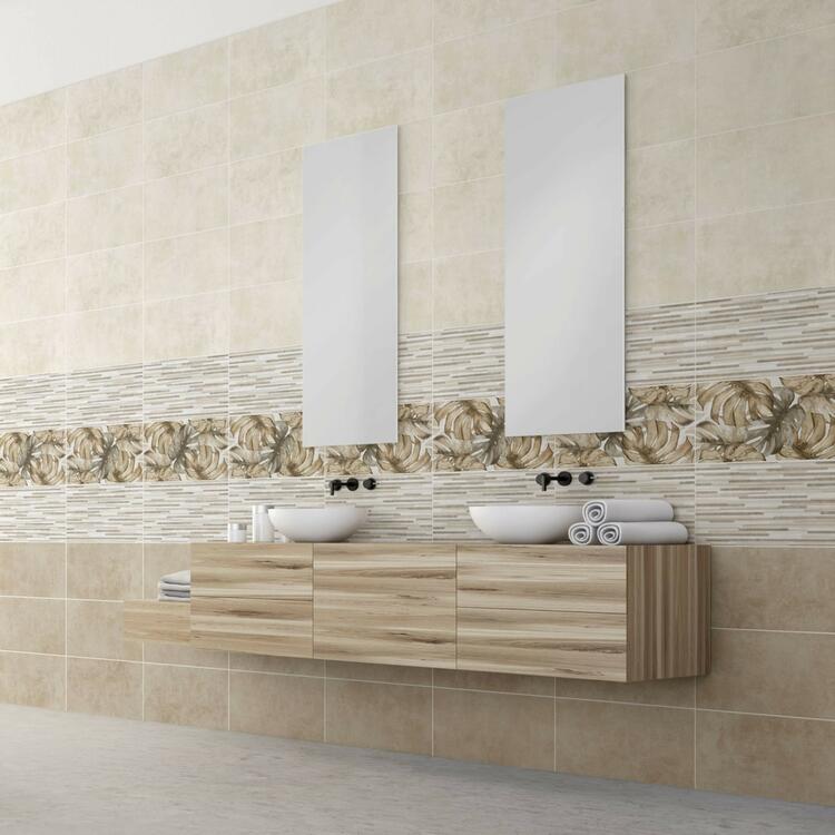 Obklad do koupelny nebo kuchyně barevný Manila Metal Beige 26,1x52,2 cm nerektifikovaný 1. jakost