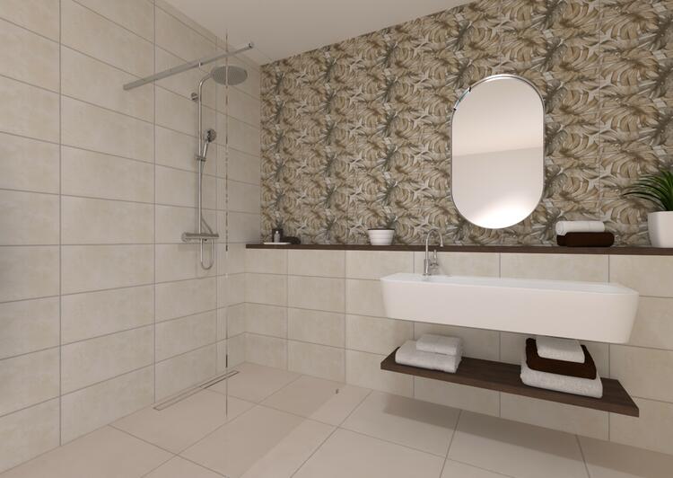 Obklad do koupelny nebo kuchyně barevný Manila Metal Beige 26,1x52,2 cm nerektifikovaný 1. jakost