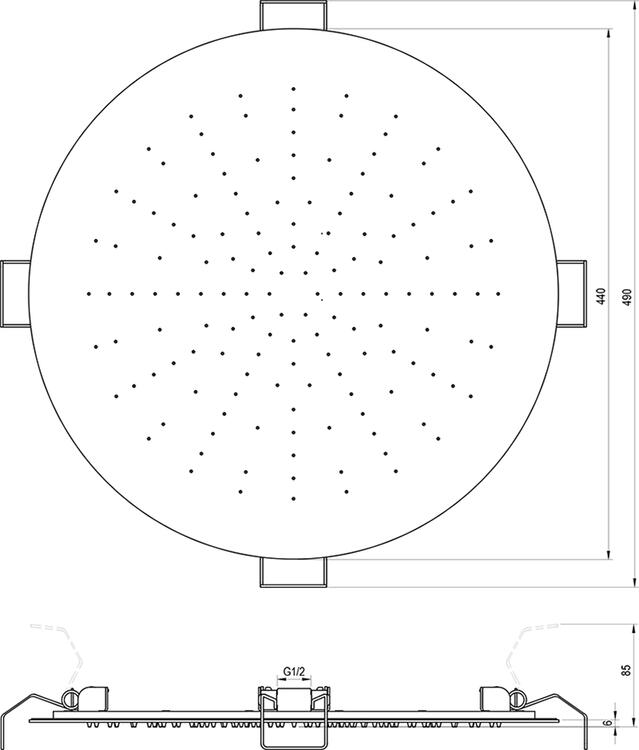 987.00CR Stropní hlavová sprcha, 440 mm, chrom