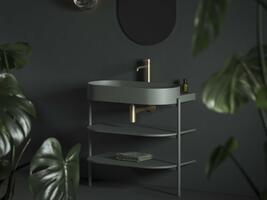 Umyvadlo Yard 80, s otvorem pro baterii, bez přepadu, Grey Green | Více -