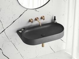 Umyvadlo Yard 80, bez otvoru pro baterii, bez přepadu, antracit | Více -