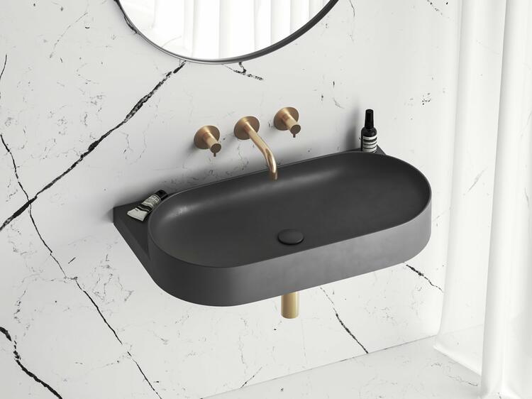 Umyvadlo Yard 80, bez otvoru pro baterii, bez přepadu, antracit