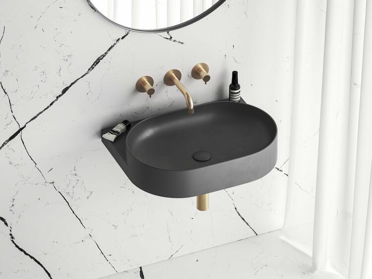 Umyvadlo Yard 60, bez otvoru pro baterii, bez přepadu, antracit