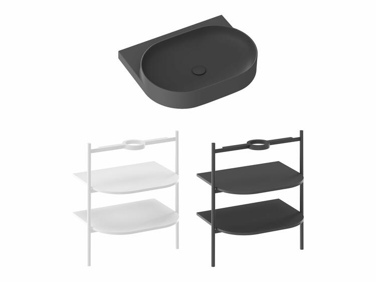 Umyvadlo Yard 60, bez otvoru pro baterii, bez přepadu, antracit