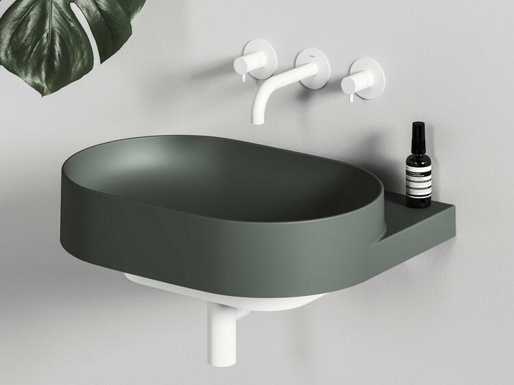 Umyvadlo Yard 60, bez otvoru pro baterii, bez přepadu, Grey Green