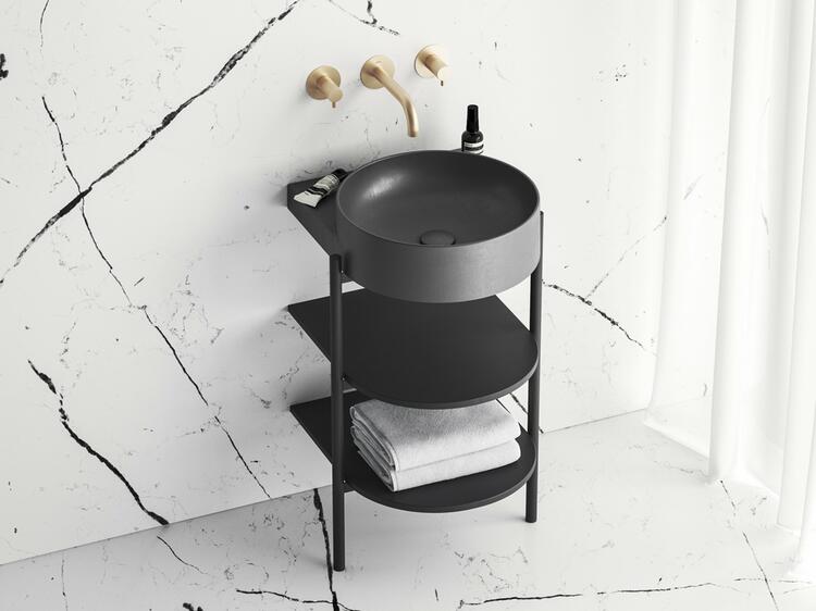 Umyvadlo Yard 40, bez otvoru pro baterii, bez přepadu, antracit