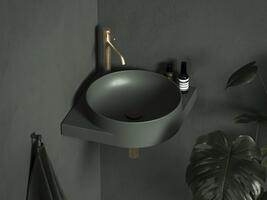 Umyvadlo Yard 45 C, s otvorem pro baterii, bez přepadu, Grey Green | Více -