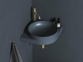 Umyvadlo Yard 45 C, s otvorem pro baterii, bez přepadu, Deepsea Blue | Více -